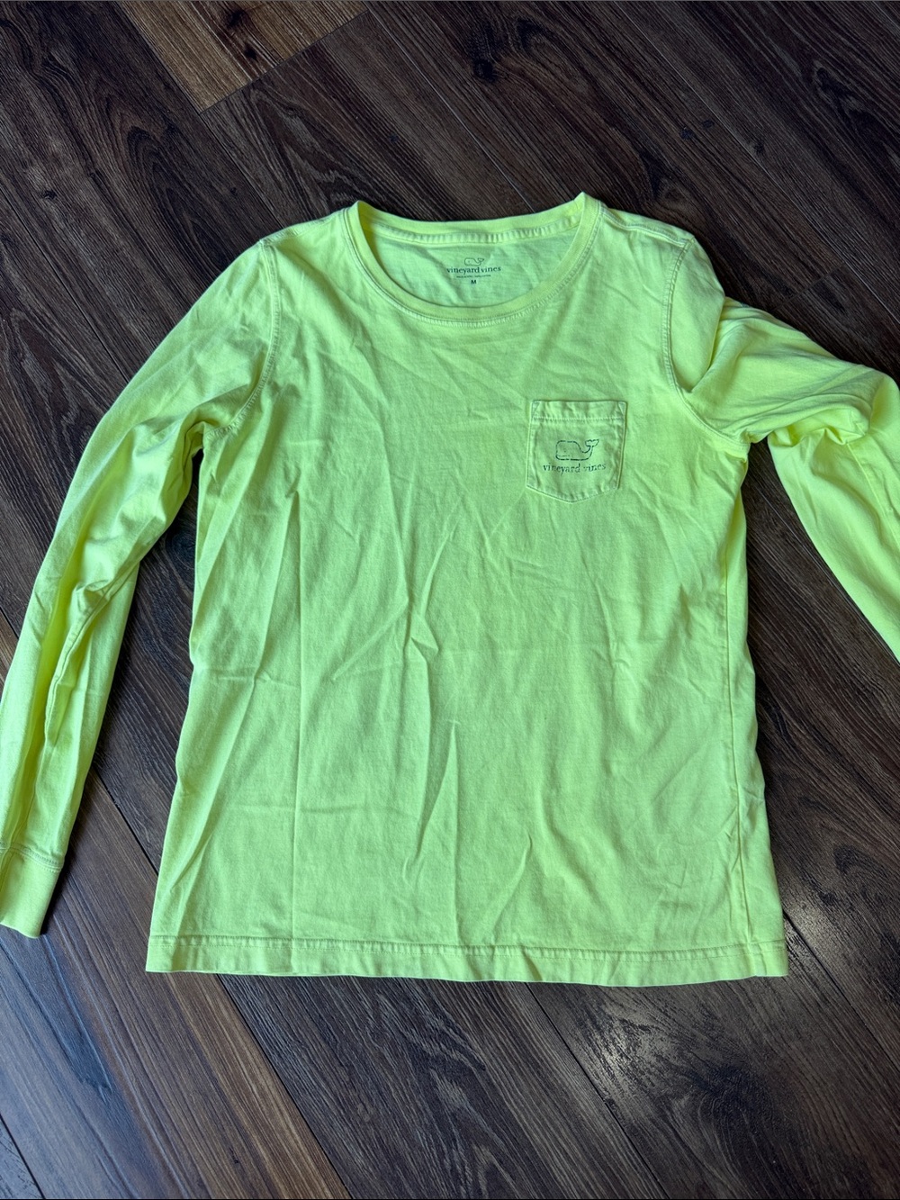 Vineyard Vines Neon Yellow Long Sleeve Pocket Tee